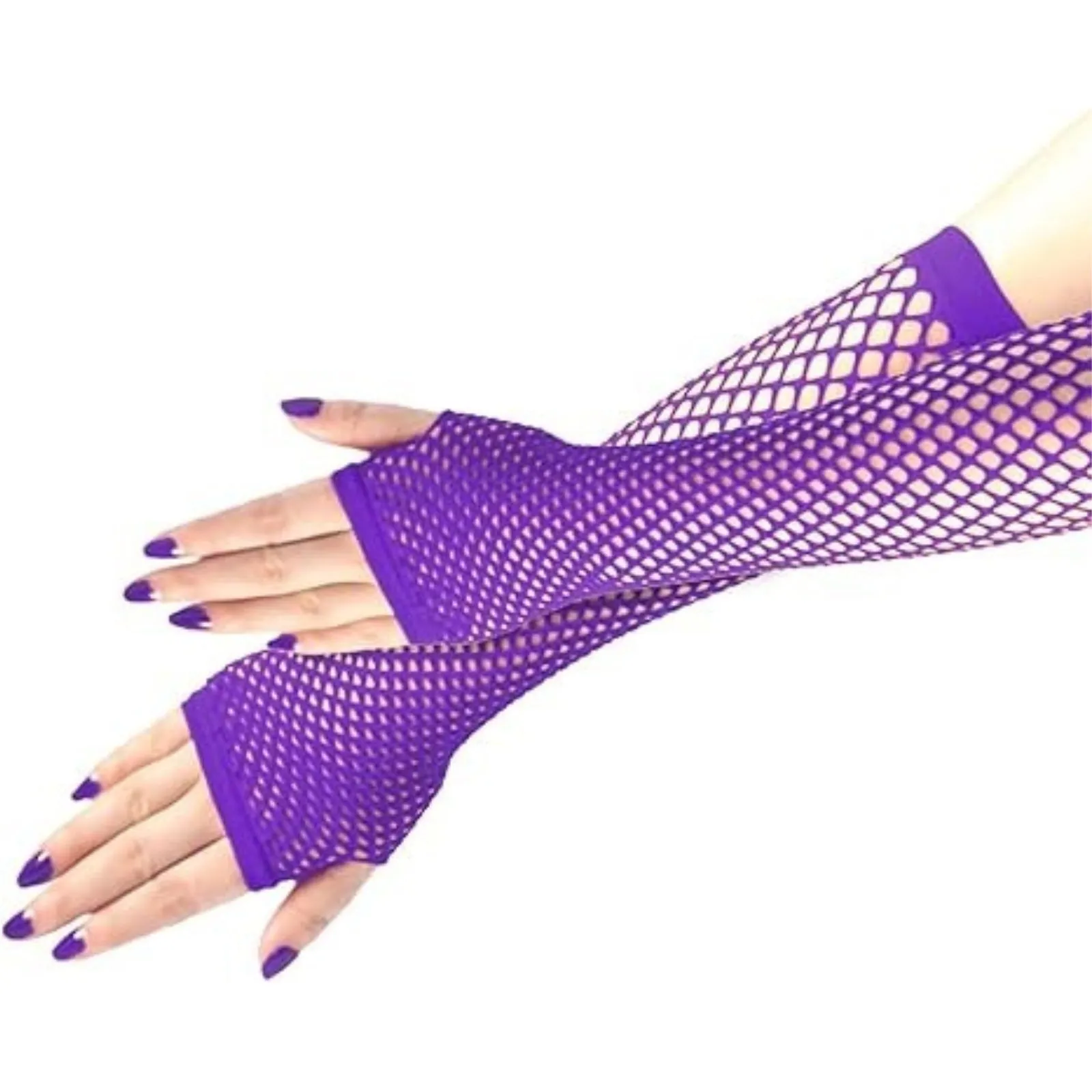 12x FISHNET GLOVES Fingerless Elbow Length 70s 80s Womens Costume Party BULK