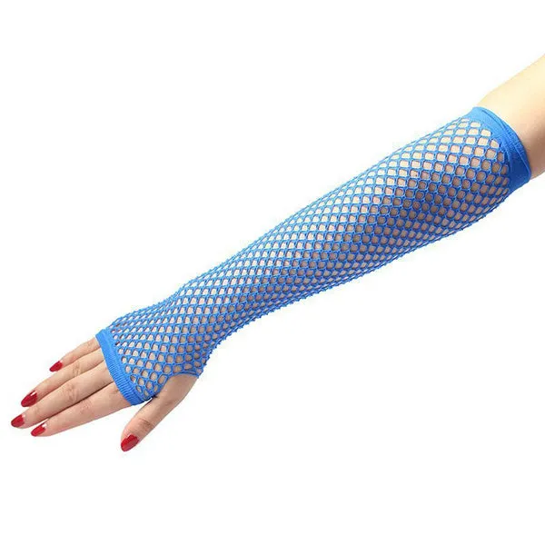 12x FISHNET GLOVES Fingerless Elbow Length 70s 80s Womens Costume Party BULK