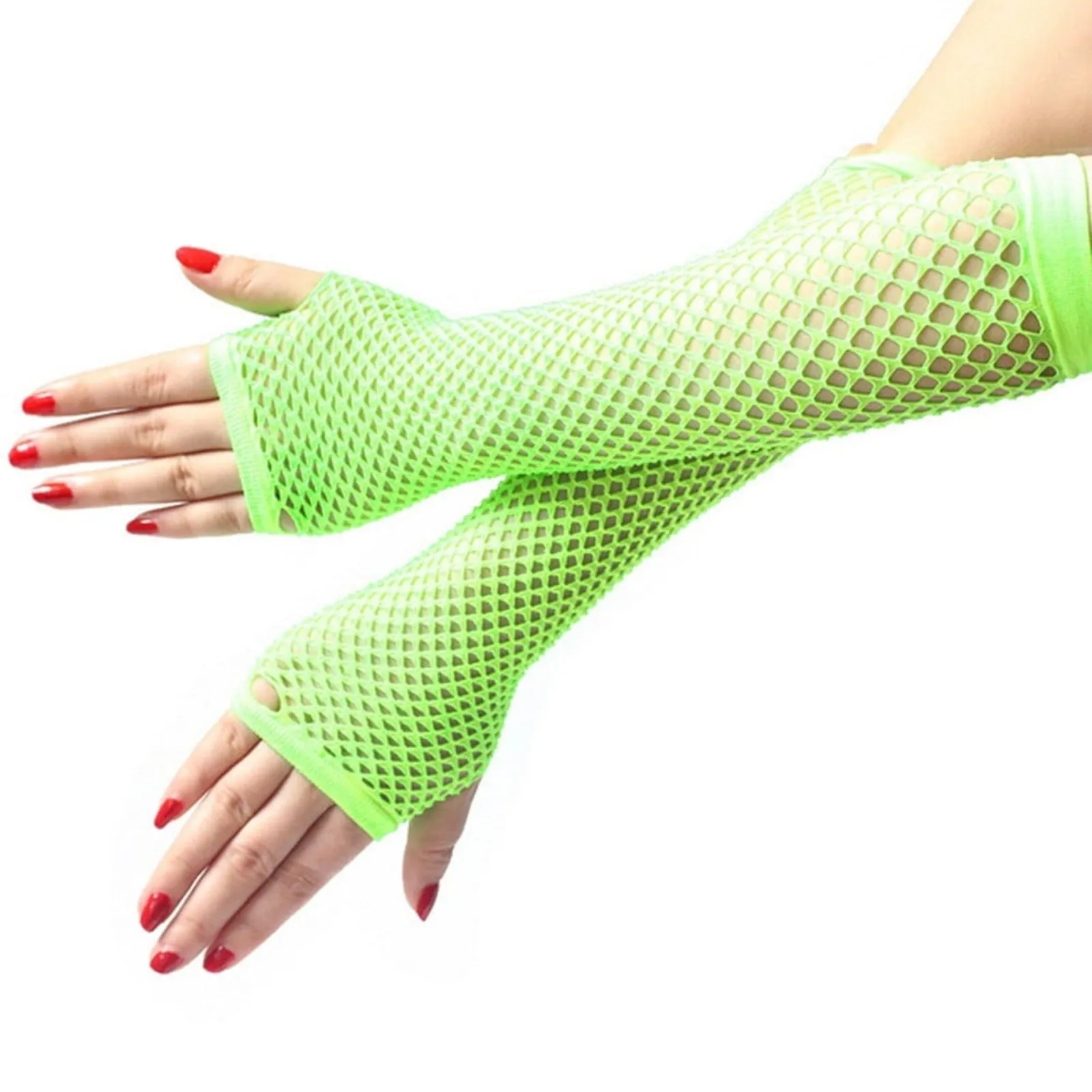 12x FISHNET GLOVES Fingerless Elbow Length 70s 80s Womens Costume Party BULK