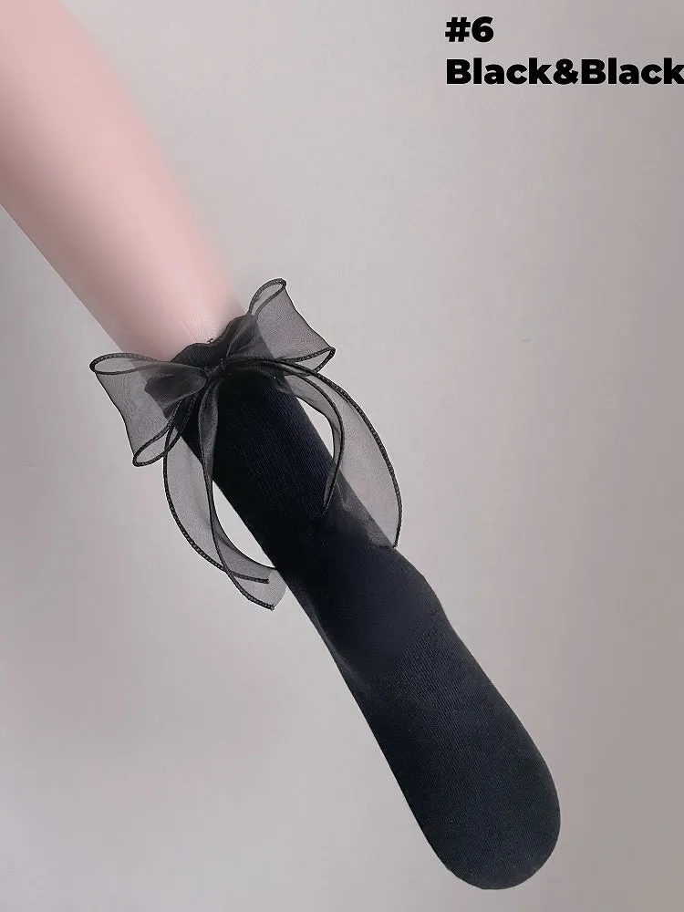 6 Options Big Bow LolitaCalf/Ankle Socks