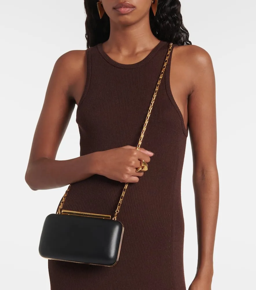 Alexander McQueen T-Bar Mini leather box clutch