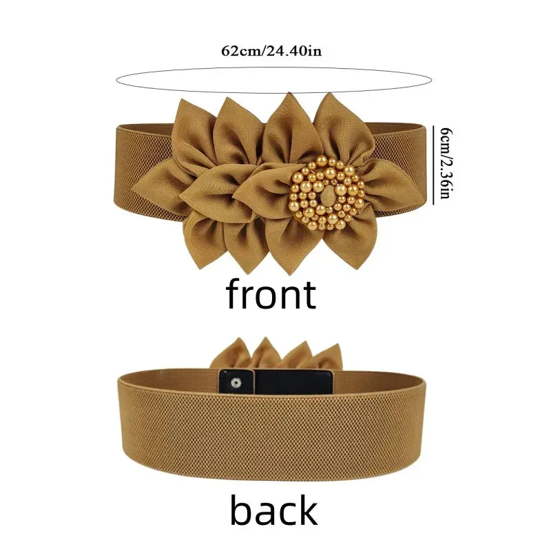 Big Flower Elastic Waist Belt Corset Belts Stretch Cinch Waistband