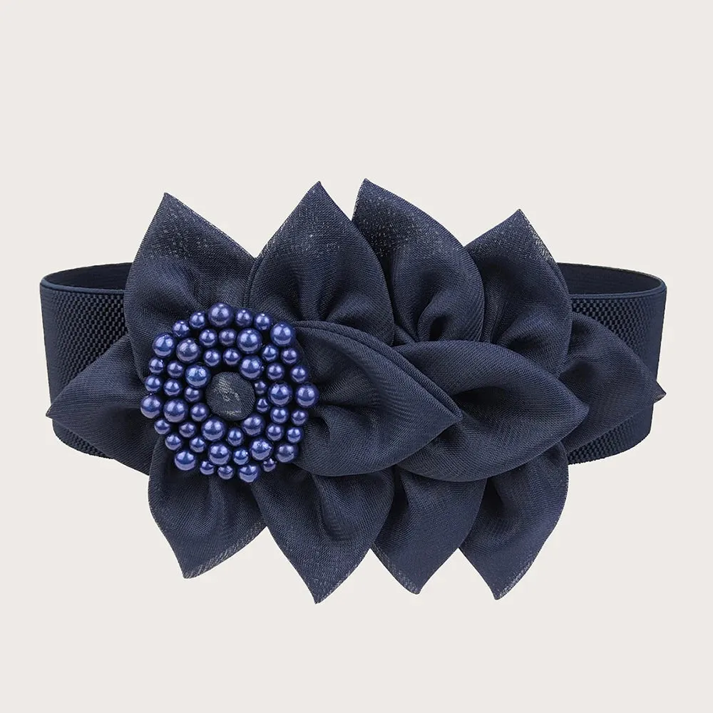 Big Flower Elastic Waist Belt Corset Belts Stretch Cinch Waistband