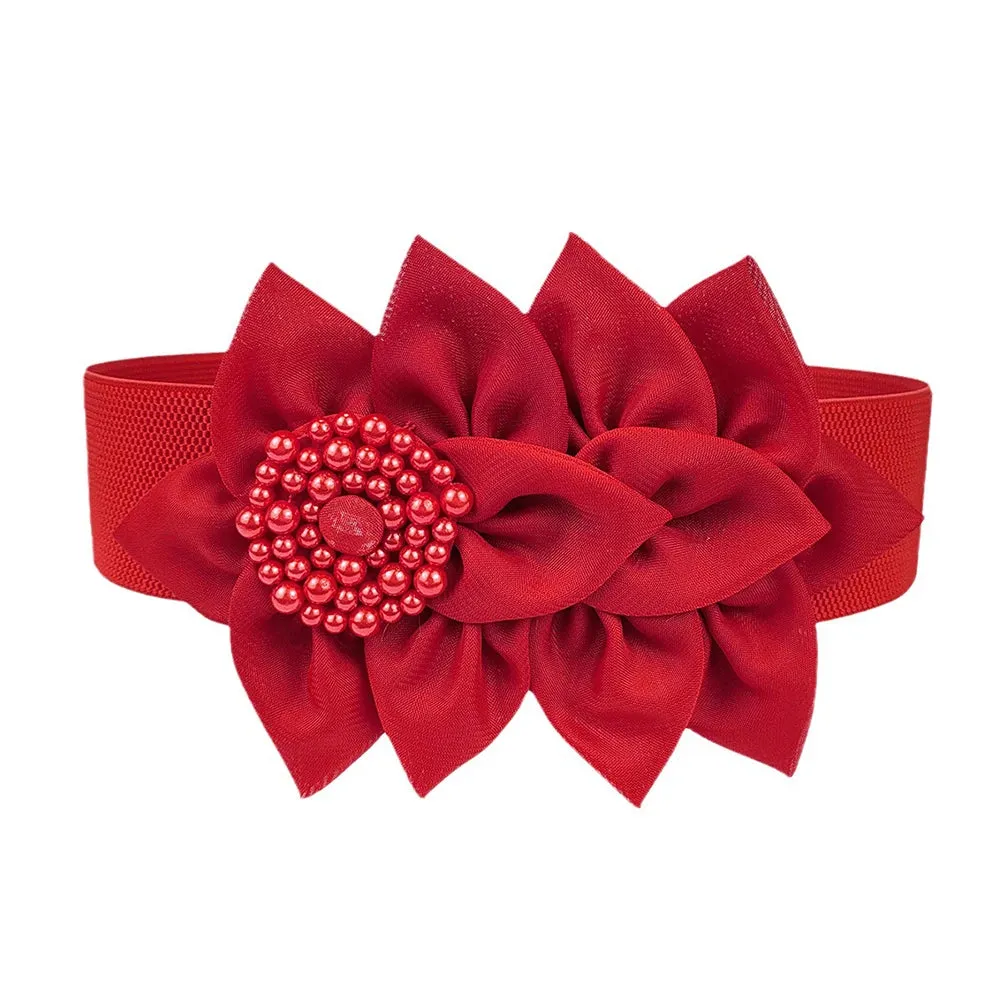 Big Flower Elastic Waist Belt Corset Belts Stretch Cinch Waistband