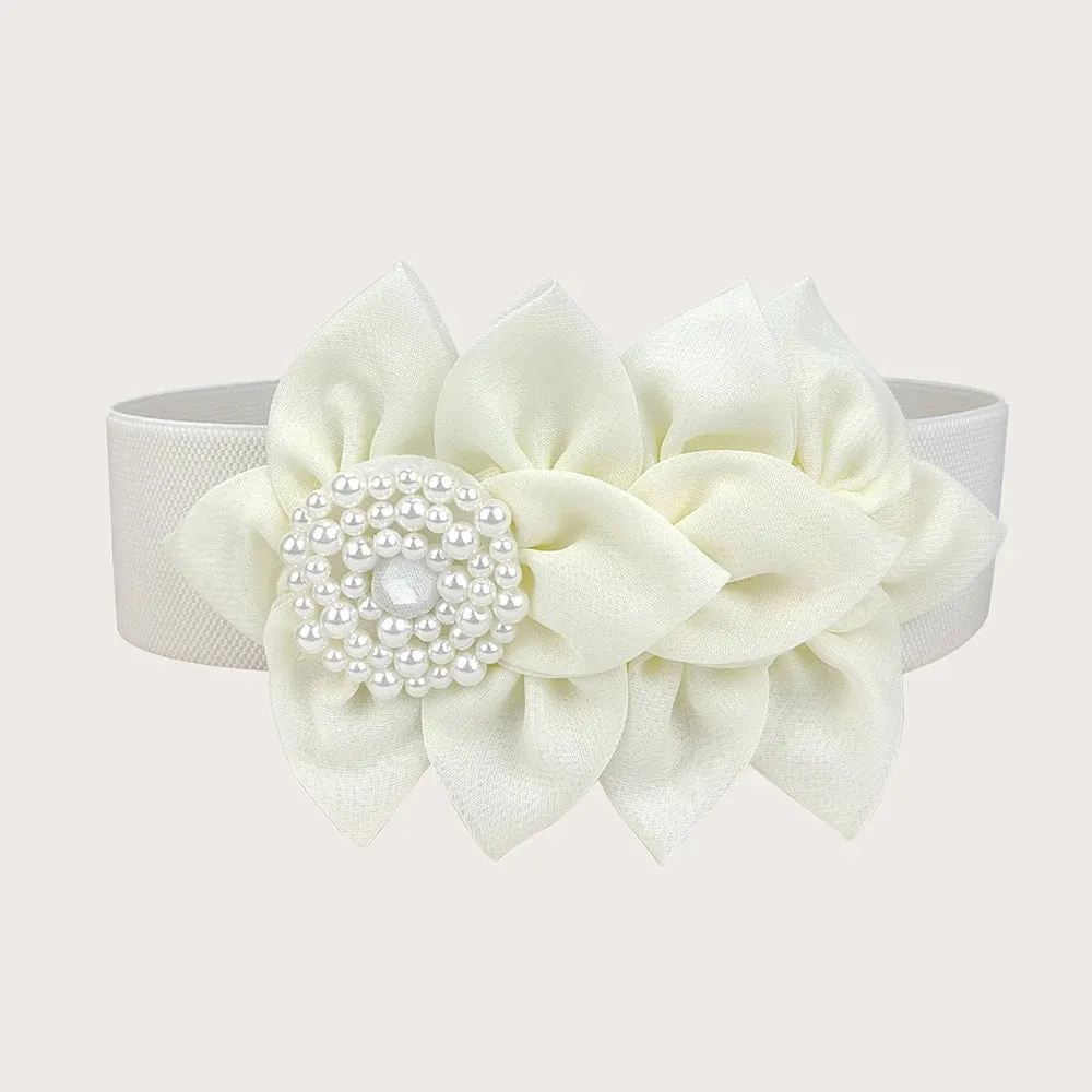 Big Flower Elastic Waist Belt Corset Belts Stretch Cinch Waistband