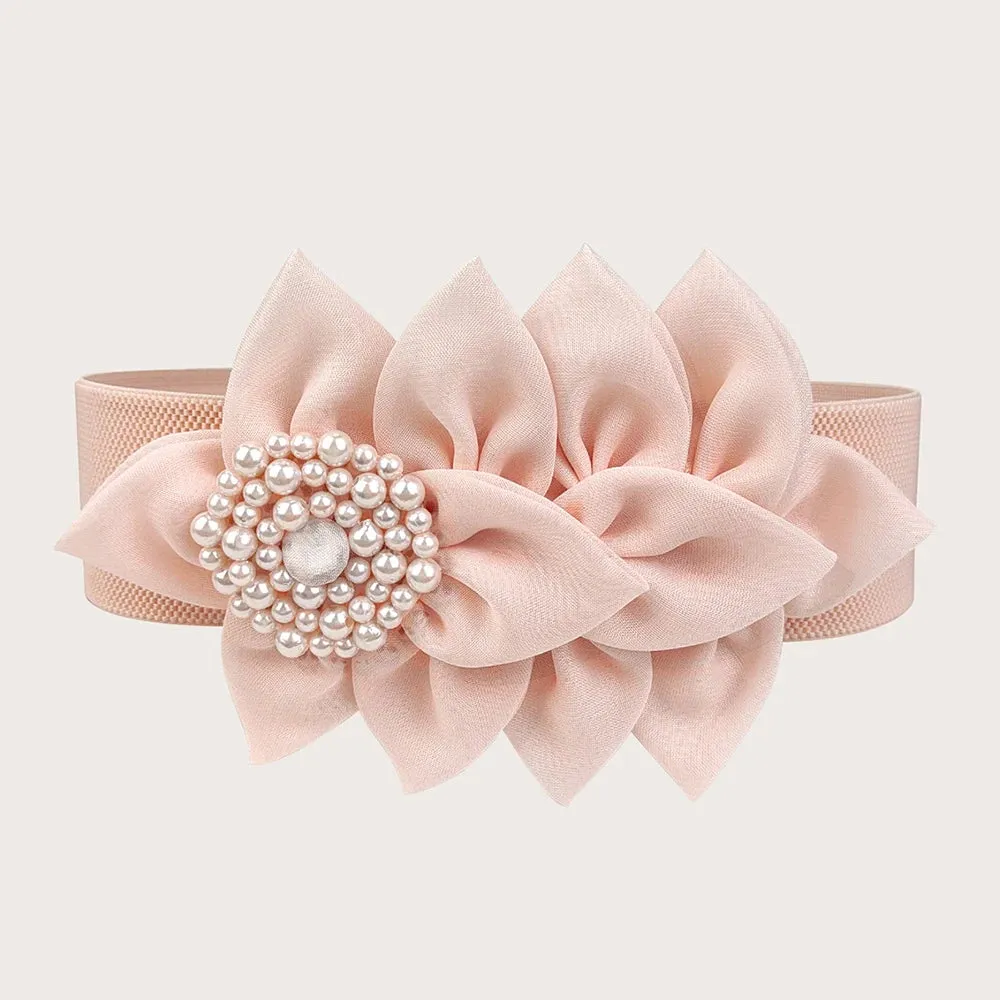 Big Flower Elastic Waist Belt Corset Belts Stretch Cinch Waistband