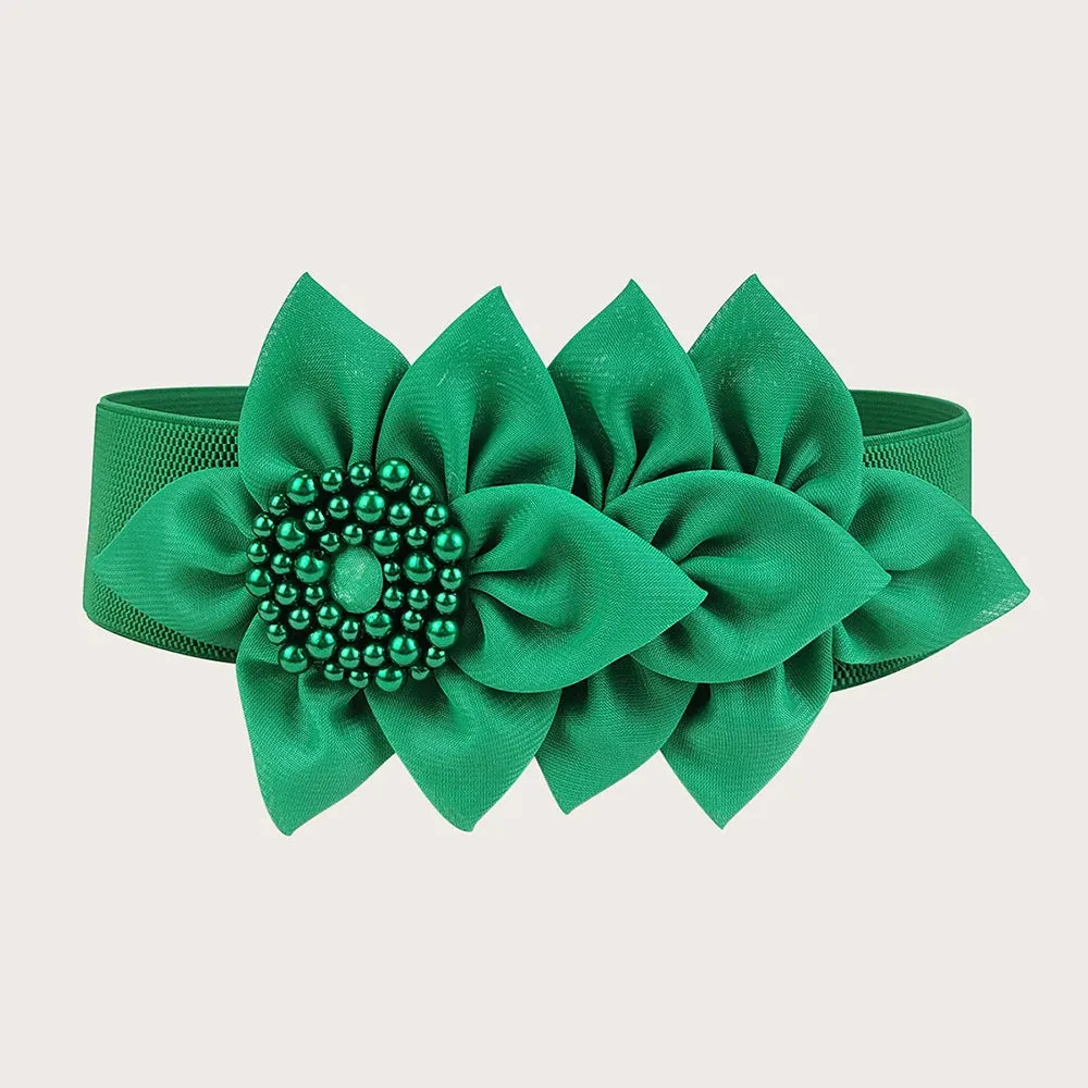 Big Flower Elastic Waist Belt Corset Belts Stretch Cinch Waistband