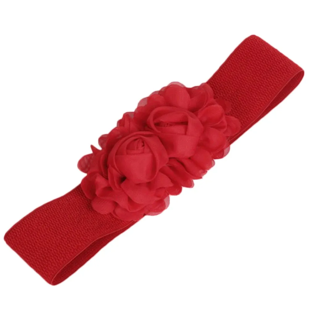Big Flower Elastic Waist Belt Corset Belts Stretch Cinch Waistband