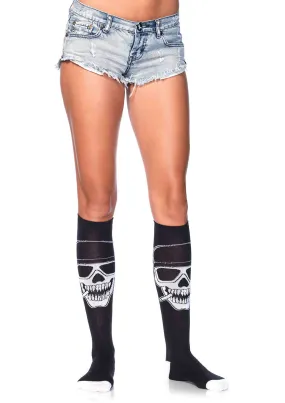 Biker Babe Skull Knee High Socks (Women's)