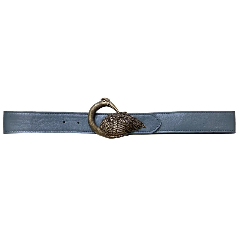 Bird Belt - Powder Blue Leather