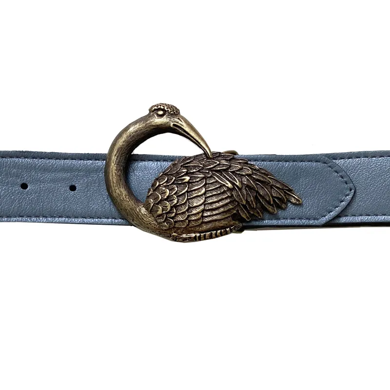 Bird Belt - Powder Blue Leather