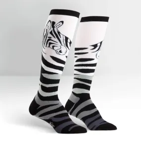 Black and White Zebra Wrap Knee High Socks (Women's)