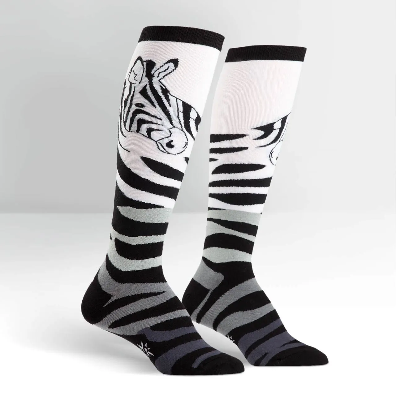 Black and White Zebra Wrap Knee High Socks (Women's)