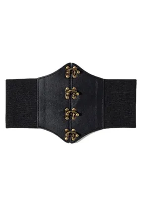 Black Corset Style Waist Belt with C-Lock Fastening