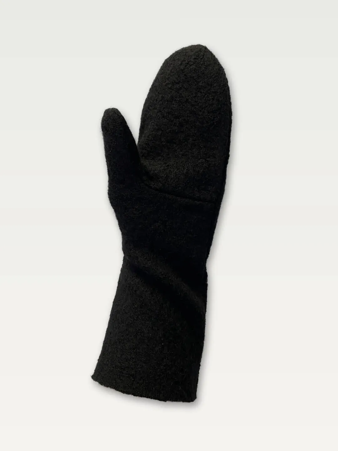 Boiled Wool Mittens in Black