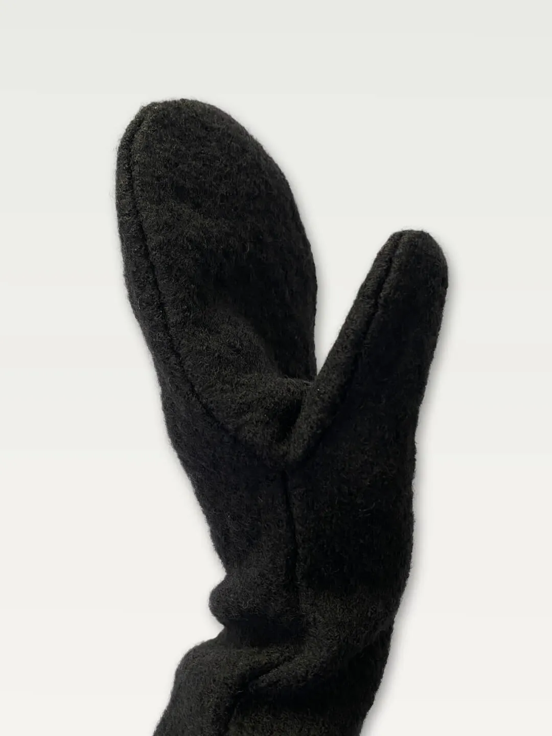 Boiled Wool Mittens in Black