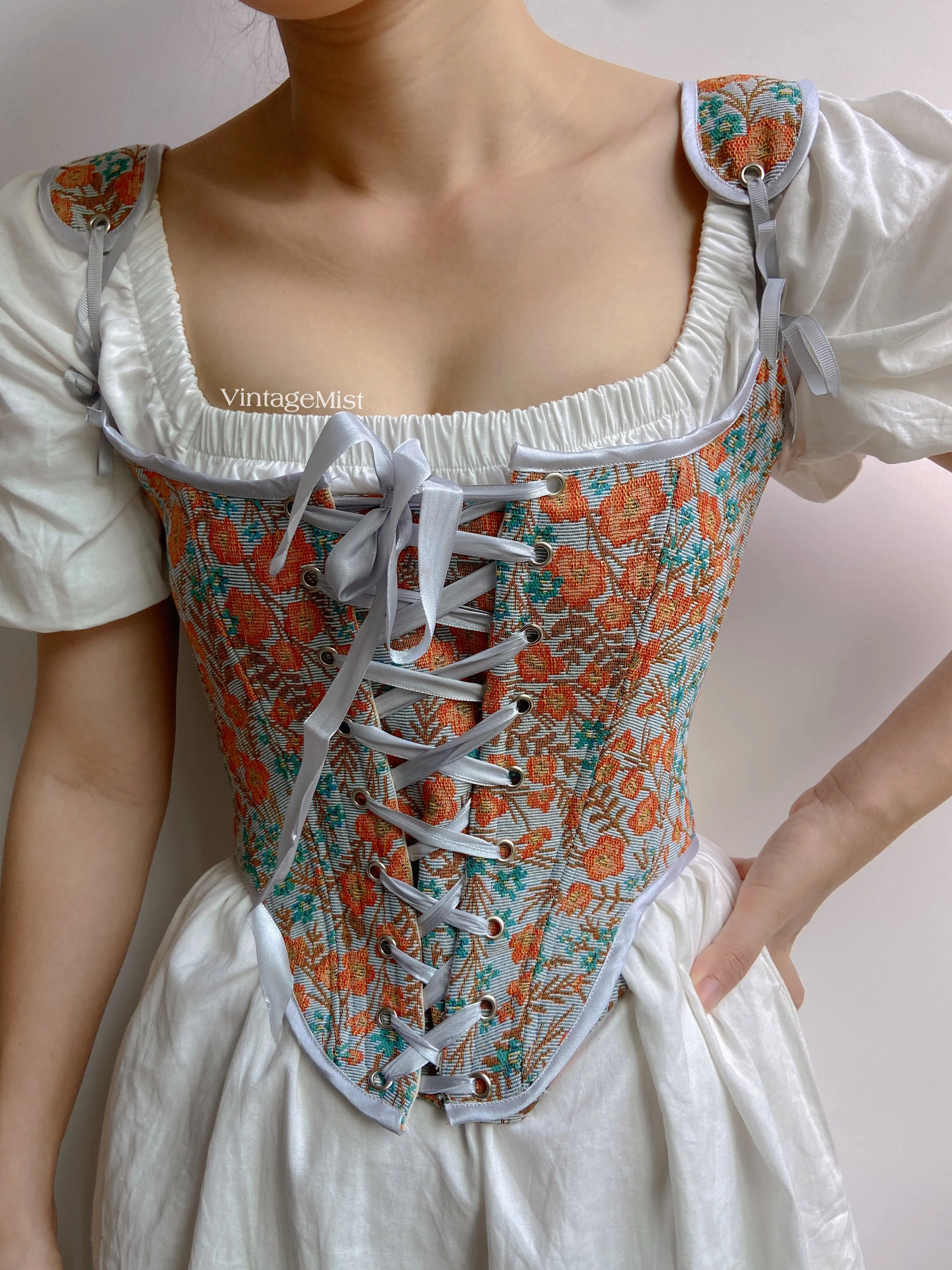 Botanical Floral Tapestry Corset Top