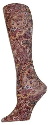 Brown Paisley Knee High Trouser Socks (Women's)