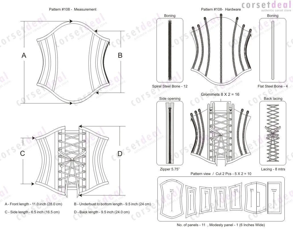 Caria Black Couture Underbust Corset