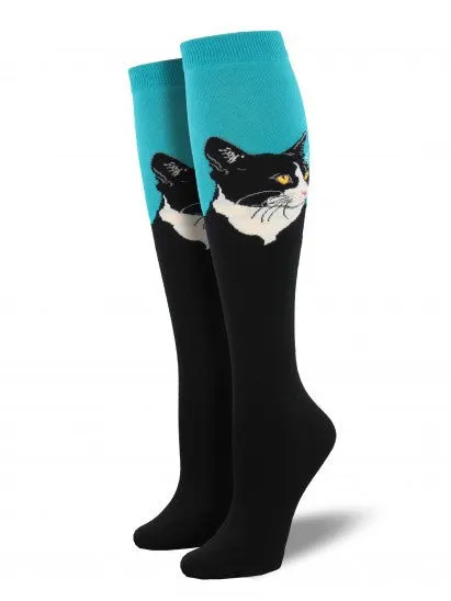 Cat Portrait Knee High Socks (Women's)