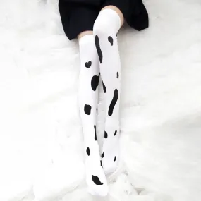 Cow Print Knee High Socks