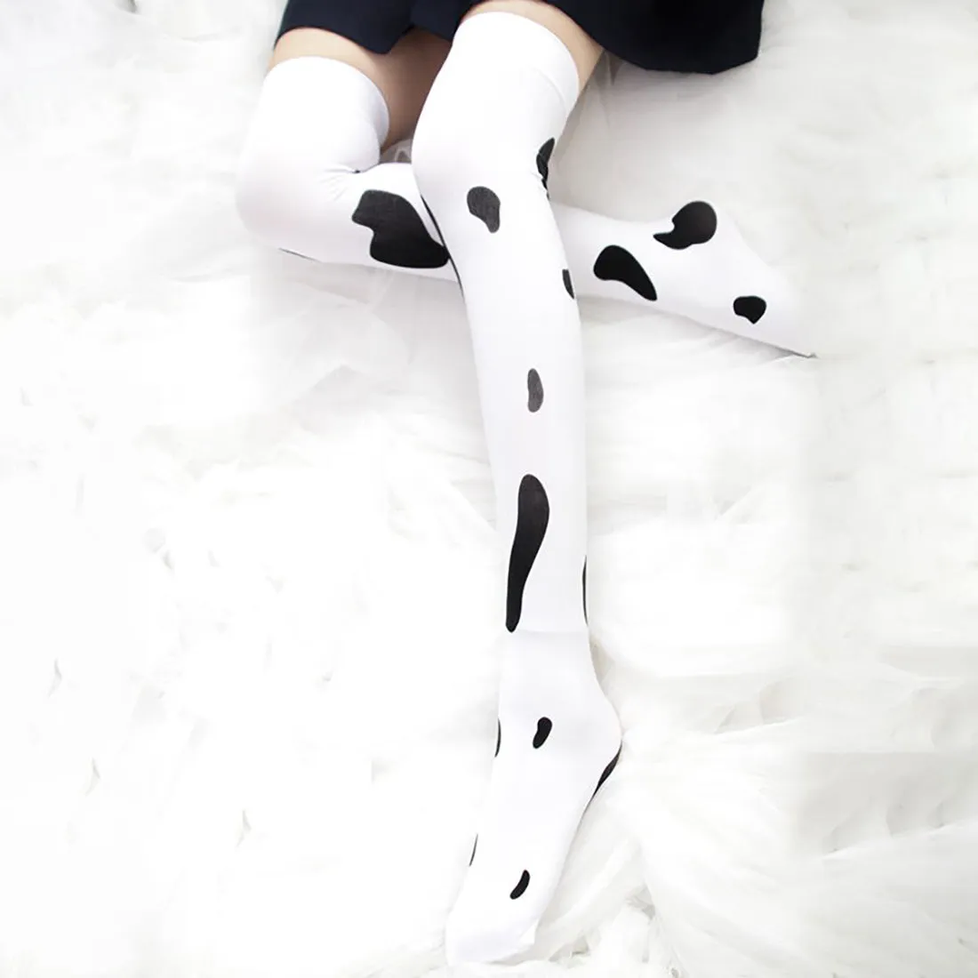 Cow Print Knee High Socks