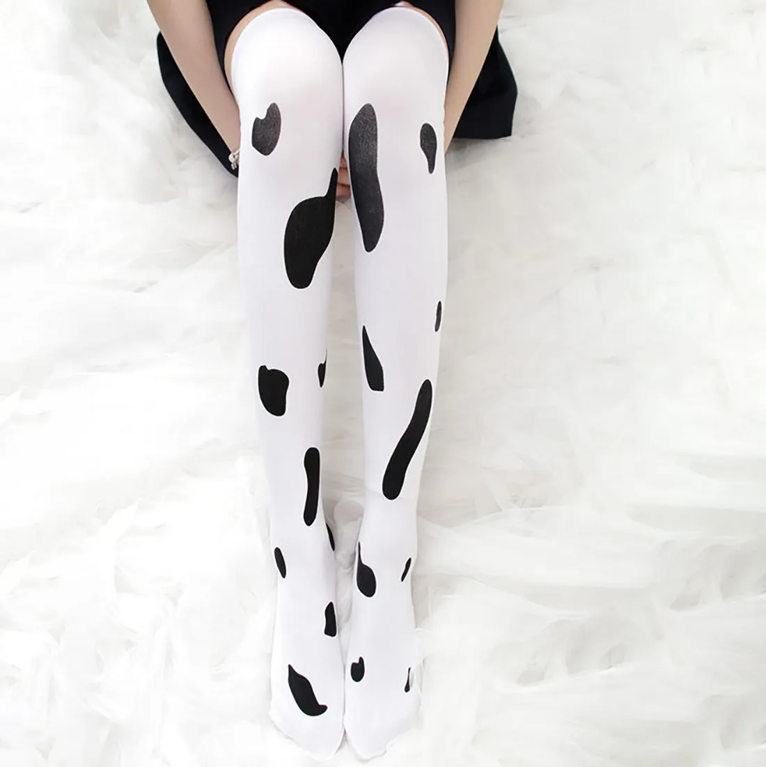 Cow Print Knee High Socks
