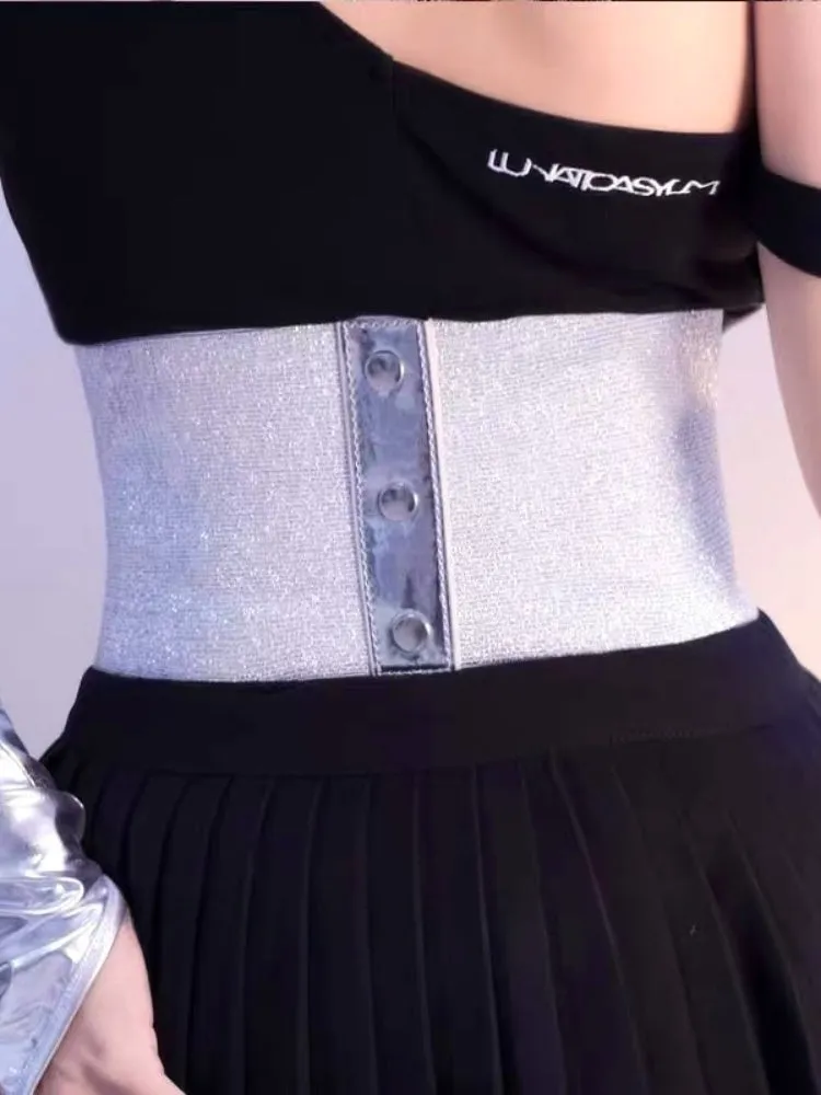 Cyberpunk Lolita Silver Lace-up Corset Belt