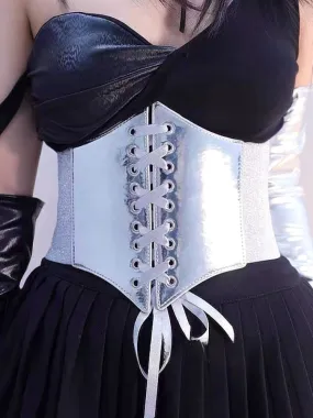 Cyberpunk Lolita Silver Lace-up Corset Belt