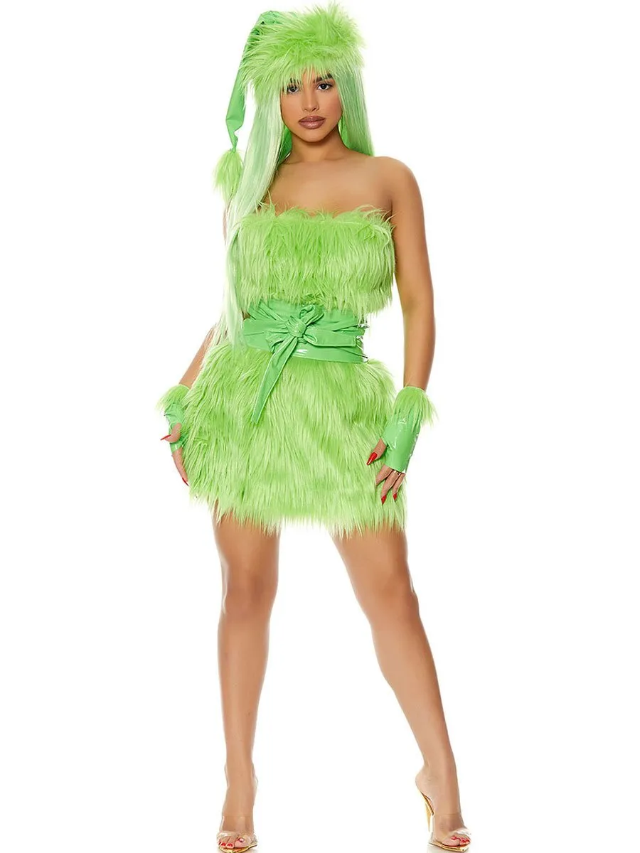 Green Monster Strapless Mini Dress