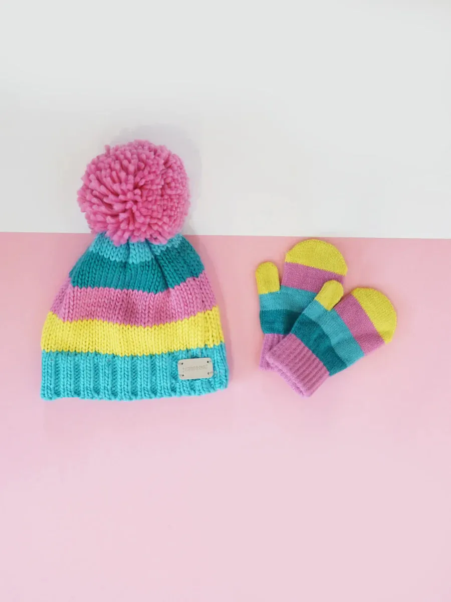 Pastel Striped Mittens
