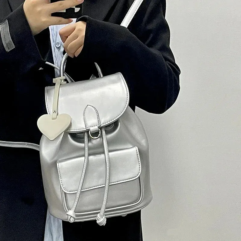 UAKISS  -  2024 Korean Simple Solid Cute Women's Schoolbags Casual All Match  Preppy Handbags Fashion Sweet Travel Backpacks Y2k Aesthetic
