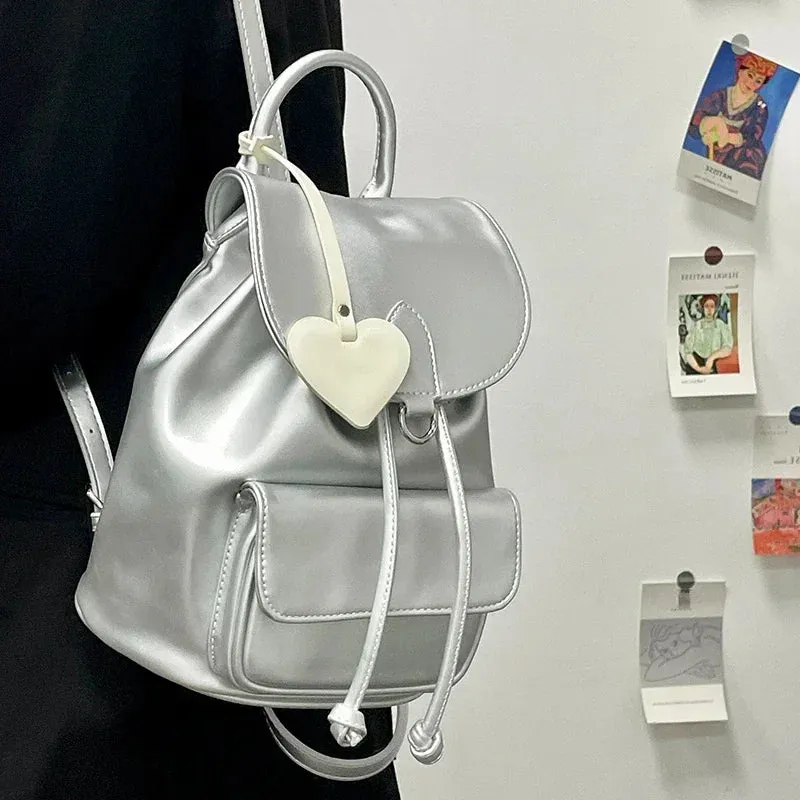 UAKISS  -  2024 Korean Simple Solid Cute Women's Schoolbags Casual All Match  Preppy Handbags Fashion Sweet Travel Backpacks Y2k Aesthetic