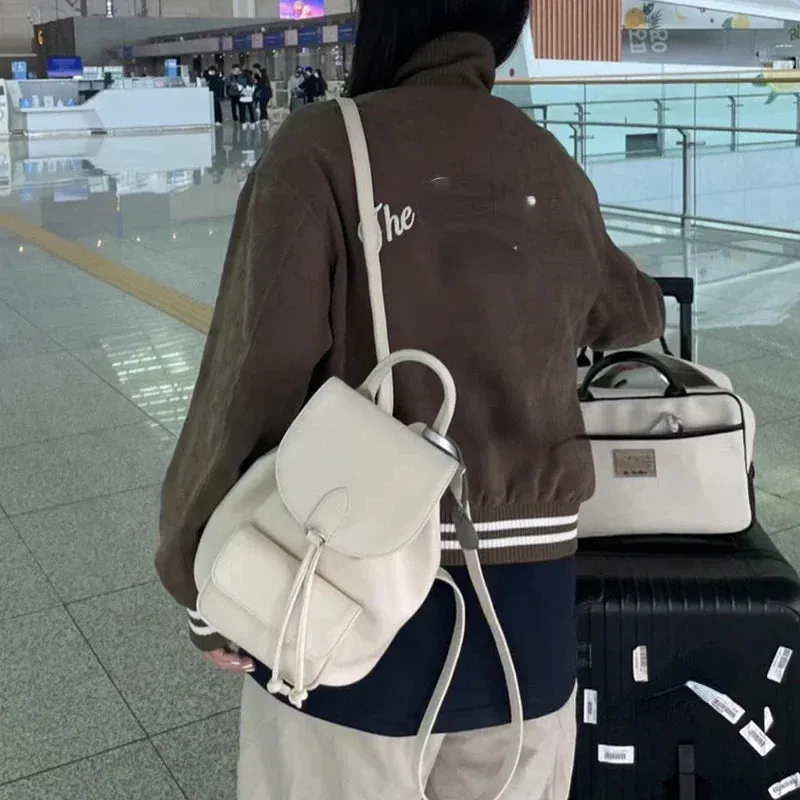 UAKISS  -  2024 Korean Simple Solid Cute Women's Schoolbags Casual All Match  Preppy Handbags Fashion Sweet Travel Backpacks Y2k Aesthetic