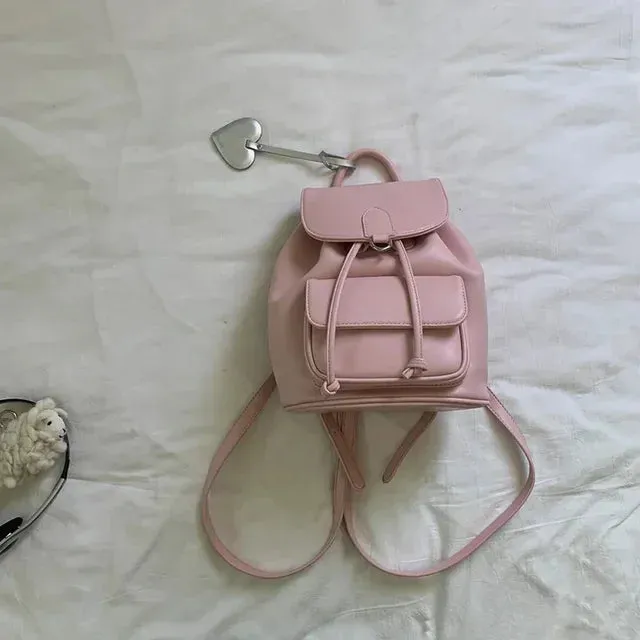 UAKISS  -  2024 Korean Simple Solid Cute Women's Schoolbags Casual All Match  Preppy Handbags Fashion Sweet Travel Backpacks Y2k Aesthetic